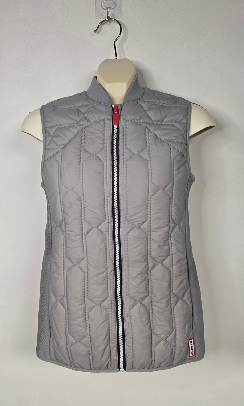 Hunter Original Womens Quilted Insulated Vest Gray Full Zip Size S 0057